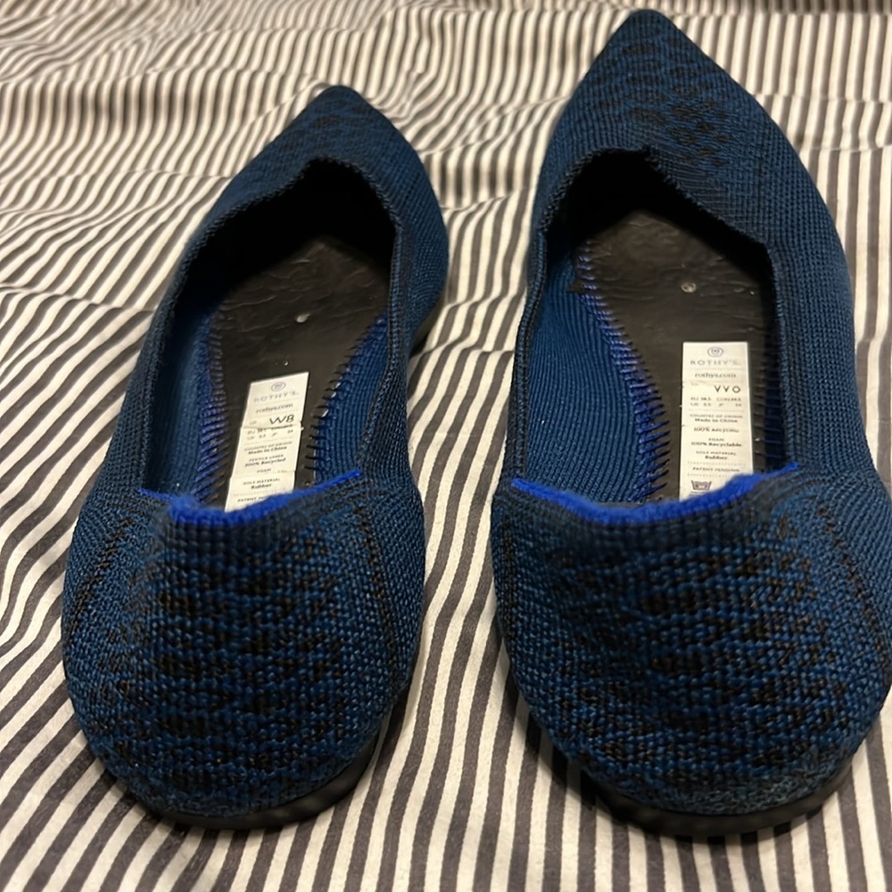 Rothy’s Original The Point Blue and Black Snake Print Size 8 - Picture 5 of 7